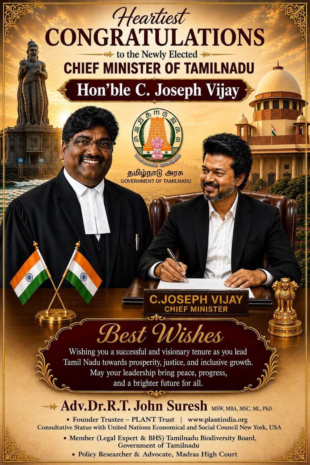 Wishing Hon’ble C. Joseph Vijay a Successful Leadership Journey